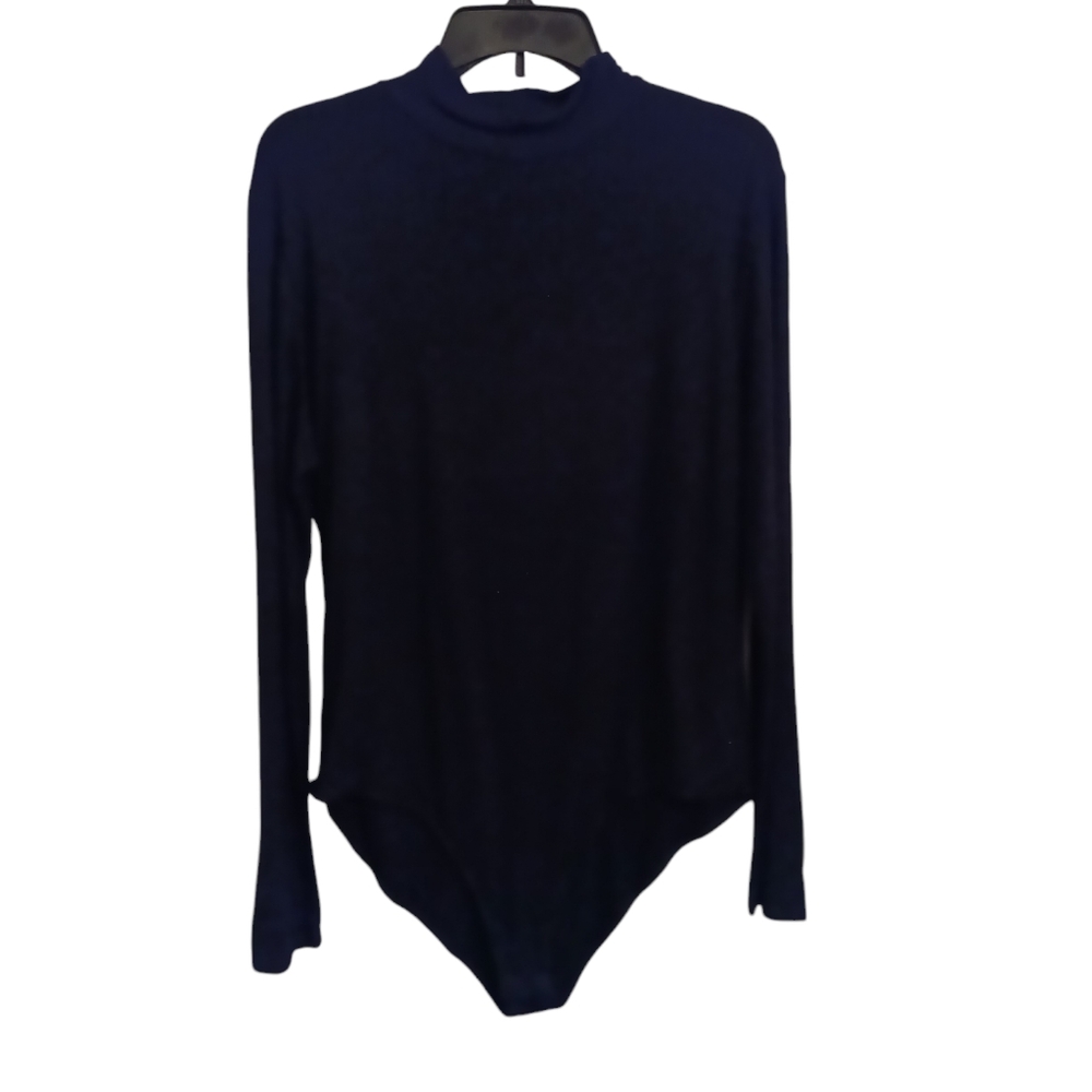 Black Ribbed Long Sleeved Bodysuit Size 2X